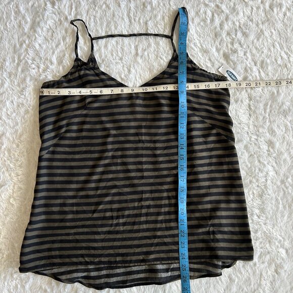 NWT Old Navy Casual Striped Sleeveless V-Neck Tank Top Small Rayon Black/Brown - Picture 2 of 4